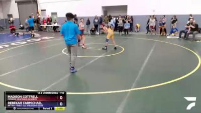 110 lbs Round 1 - Rebekah Carmichael, Bethel Freestyle Wrestling Club vs Madison Cottrell, Pioneer Grappling Academy