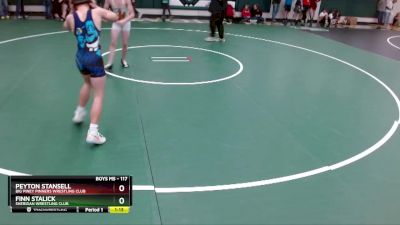 117 lbs Quarterfinal - Peyton Stansell, Big Piney Pinners Wrestling Club vs Finn Stalick, Sheridan Wrestling Club