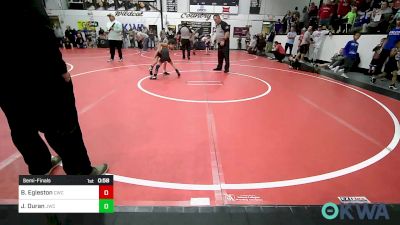 43 lbs Semifinal - Bentlee Egleston, Claremore Wrestling Club vs Jantzen Duran, Jay Wrestling Club