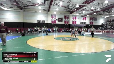 100 lbs 3rd Place Match - Evelyn Lopez, Hamilton HS vs Jaelynn Serna, Apple Valley