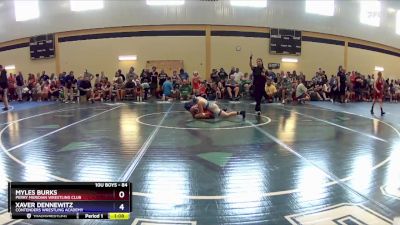 84 lbs Cons. Round 1 - Myles Burks, Perry Meridian Wrestling Club vs Xaver Dennewitz, Contenders Wrestling Academy