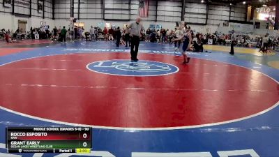 90 lbs Cons. Round 3 - Grant Early, Ocean Lakes Wrestling Club vs Rocco Esposito, RAW