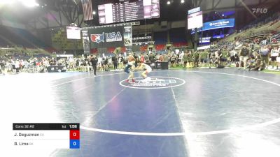 94 lbs Cons 32 #2 - Jacob Deguzman, California vs Bobby Lima, Oklahoma