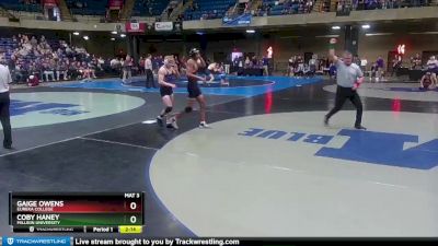 133 lbs Champ. Round 1 - Coby Haney, Millikin University vs Gaige Owens, Eureka College