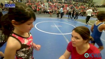 52 lbs Consi Of 8 #1 - Freya Johnson, Skiatook Youth Wrestling vs Hayden Gregory, Tulsa Blue T Panthers