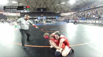 Girls 2A 125 lbs Cons. Round 3 - Averie Reynolds, Black Hills (Girls) vs Taylor Schimek, Black Hills (Girls)