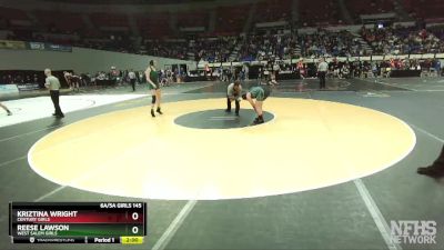 6A/5A Girls 145 Quarterfinal - Reese Lawson, West Salem Girls vs Kriztina Wright, Century Girls