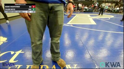 52 lbs Quarterfinal - Jesse Hightower, Blaine County Grapplers vs Caleb Boyd, Harrah Little League Wrestling