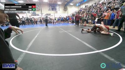 112 lbs Quarterfinal - Price Cunningham, Barnsdall Youth Wrestling vs Titan Harris, Pawhuska Elks Takedown