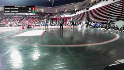 126 lbs Quarterfinals (8 Team) - Brady Larson, HARRAH vs Javon Freeman, BRISTOW