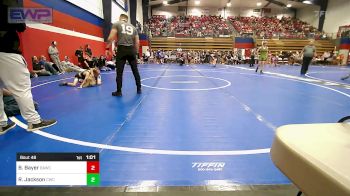 52 lbs Rr Rnd 3 - Bostyn Bayer, Broken Arrow Wrestling Club vs Riggins Jackson, Claremore Wrestling Club