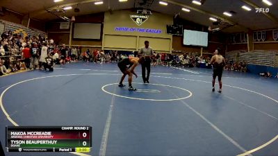 184 lbs Champ. Round 2 - Tyson Beauperthuy, Doane vs Makoa McCreadie, Arizona Christian University