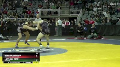 157 lbs Quarterfinal - Mitchell Betz, Western vs Beau Brabender, Mishawaka High School