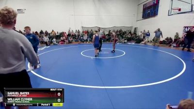 115-115 lbs Round 2 - William Clymer, Gering Middle School vs Samuel Bates, McCormick Jr. High