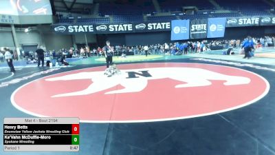56 lbs Quarters - Henry Betts, Enumclaw Yellow Jackets Wrestling Club vs Ke'Vahn McDuffie-Moro, Spokane Wrestling