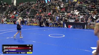 56 lbs Cons. Round 1 - Braylen Womack, KS vs Owen Tannery, SC