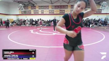 138 lbs Cons. Round 2 - Sasha Bell, Unattached vs Manaia Tofilau, Mt. San Antonio College