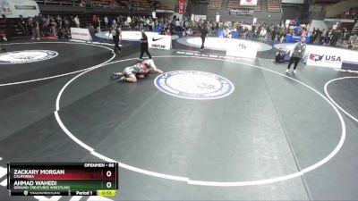 86 lbs Cons. Semi - Ahmad Wahedi, Ground Creatures Wrestling vs Zackary Morgan, California