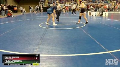 250 lbs Cons. Round 1 - Miley Lafountain, Northern Lights vs Taylen Boeder, Central Cass