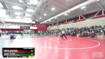 152 lbs Champ. Round 3 - Brody Allen, Amador Valley High School vs Abdul Quraishi, James Logan High School