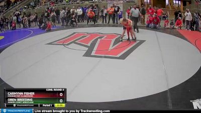 93 lbs Cons. Round 3 - Carmynn Fisher, Cougar Mat Club(Crow) vs Oren Breeding, Junior Comet Wrestling