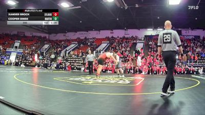 285 lbs Semifinals (8 Team) - Cooper Dinse, Martin HS vs Xander Brock, St Louis HS