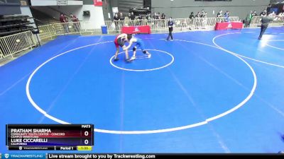 138 lbs Champ. Round 1 - Pratham Sharma, Community Youth Center - Concord Campus Wrestling vs Luke Ciccarelli, California