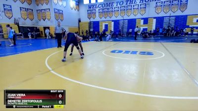 157 Blue Quarterfinal - Demetri Zertopoulis, Palmetto Ridge H.S. vs Juan Viera, Timber Creek