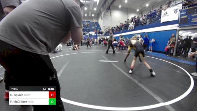 75 lbs Quarterfinal - Nathan Savoie, American Killer Bees Edmond vs Paxtyn McGilbert, Midwest City Bombers Youth Wrestling Club