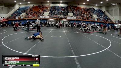 126 lbs Quarterfinal - Aryan Sharma, Landon School vs Inmar Moreno, DeMatha Catholic