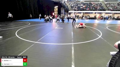 Girls 7th - 8th grade - 115 Cons. Round 1 - Quinn Hansen, DC Elite Wrestling vs Ellie Baltes, Riverhawk Wrestling Club