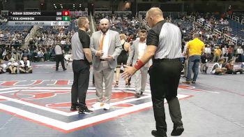 7A 138 lbs 1st Place Match - Tye Johnson, Cape Fear vs Aidan Szewczyk, Davie