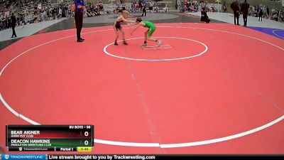 56 lbs Semifinal - Deacon Hawkins, Pendleton Wrestling Club vs Bear Aigner, Hawk Mat Club