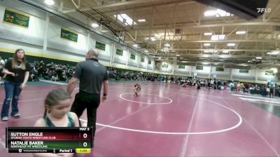 Cons. Round 1 - Natalie Baker, Northeast MT Wrestling vs Sutton Engle, Sturgis Youth Wrestling Club