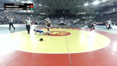 Girls 1B/2B/1A 120 Cons. Round 2 - Mikayla Angelovich, Willapa Valley (Girls) vs Heaven Parker, Royal (Girls)