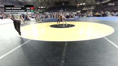 Boys 1A 106 lbs Semifinal - Bodey Schweiger, Riverside vs Kaydn Cuevas-Schenk, Zillah