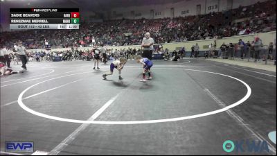 43 lbs 7th Place - Sadie Beavers, Harrah Little League Wrestling vs Renezmae Merrell, Mannford Pirate Youth Wrestling