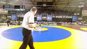 Girls 1B/2B/1A 100 1st Place Match - Vanessa Torres, Granger (Girls) vs Sharon Arroyo, Royal (Girls)