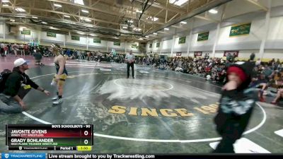 90 lbs Quarterfinal - JaVonte Givens, Windy City Wrestlers vs Grady Bohlander, High Plains Thunder Wrestling