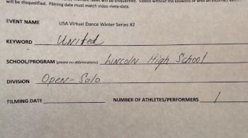 Lincoln High School [Open - Solo] 2021 USA Virtual Dance Winter Series #2
