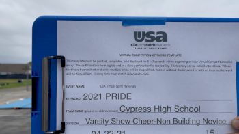 Cypress High School [Varsity Show Cheer Non Building Novice Finals] 2021 USA Spirit & Dance Virtual National Championships