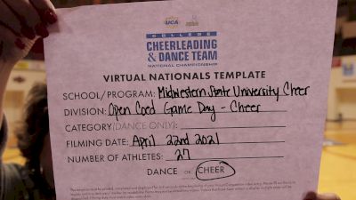 Midwestern State University [Virtual Open Coed Game Day - Cheer Finals] 2021 UCA & UDA College Cheerleading & Dance Team National Championship