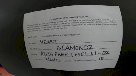 Legend Athletics - Diamonds [L1.1 Youth - PREP] 2021 Varsity Rec, Prep & Novice Virtual Challenge IV