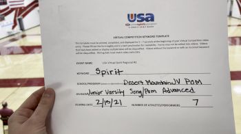 Desert Mountain High School [Junior Varsity - Song/Pom - Advanced] 2021 USA Virtual Spirit Regional #3
