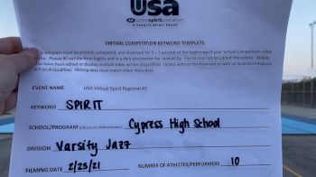 Cypress High School [Varsity - Jazz] 2021 USA Virtual Spirit Regional #3