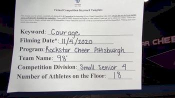 Rockstar Cheer Pittsburgh - 98&deg; [Level 4 L4 Senior - Small] Varsity All Star Virtual Competition Series: Event III
