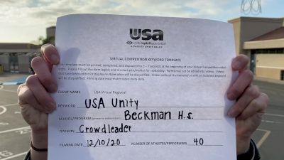 Beckman [Crowdleader] 2020 USA Virtual Regional