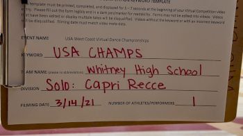 Whitney High School [Open - Solo] 2021 USA Virtual West Coast Dance Championships