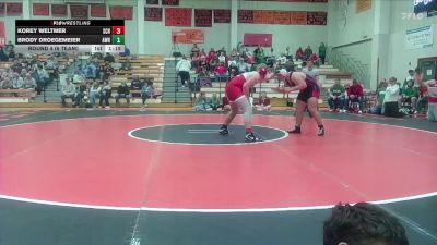 215 lbs Round 4 (6 Team) - Brody Droegemeier, Alma-Wabaunsee HS vs Korey Weltmer, Smith Center HS