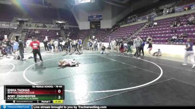 78-84 lbs Round 2 - Rory Zinsmeister, Black Fox Wrestling Academy vs Emma Thomas, Bear Cave Wrestling Club